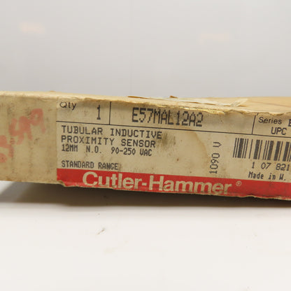 Cutler Hammer E57MAL12A2 Tubular Inductive Proximity Sensor 90-250VAC 12mm