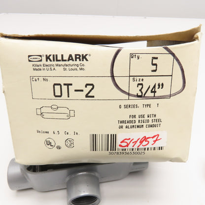 Killark OT-2 3/4" Threaded Hub Conduit Body TEE Lot Of 5