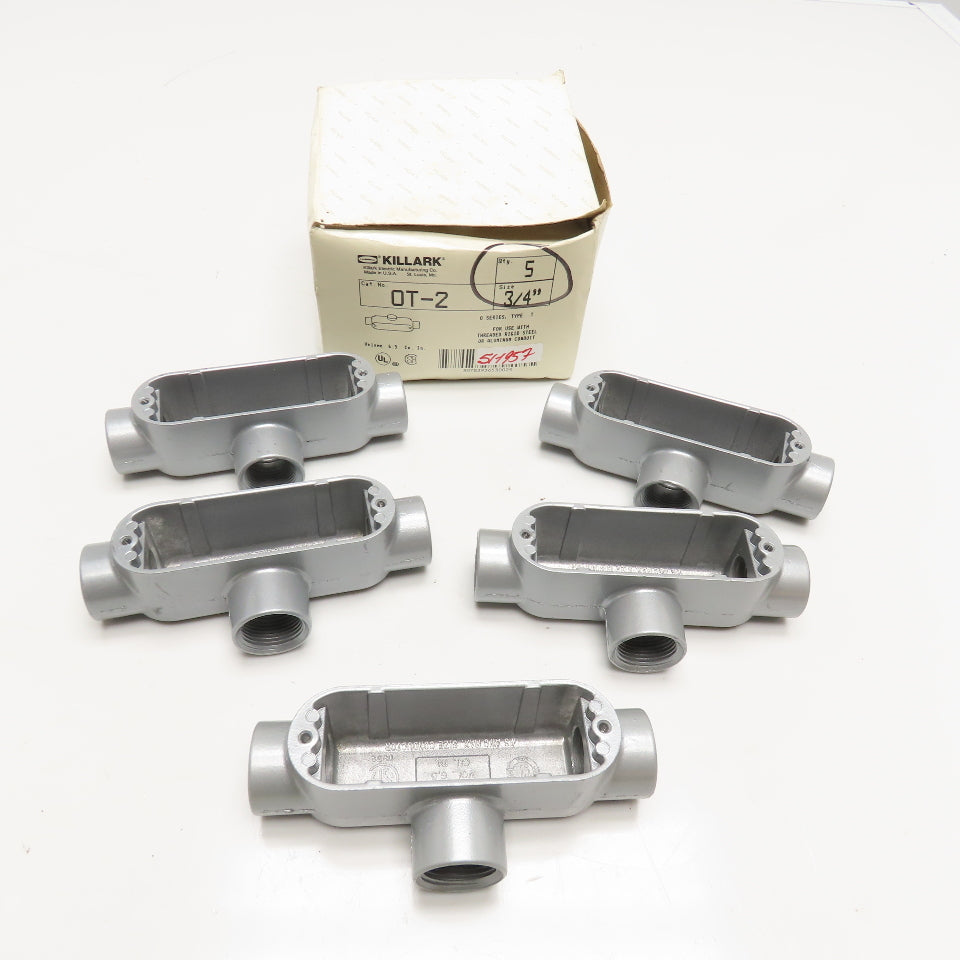 Killark OT-2 3/4" Threaded Hub Conduit Body TEE Lot Of 5