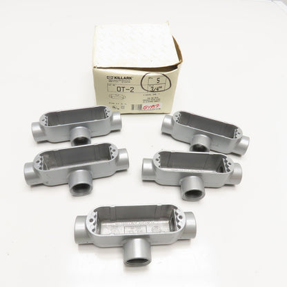 Killark OT-2 3/4" Threaded Hub Conduit Body TEE Lot Of 5