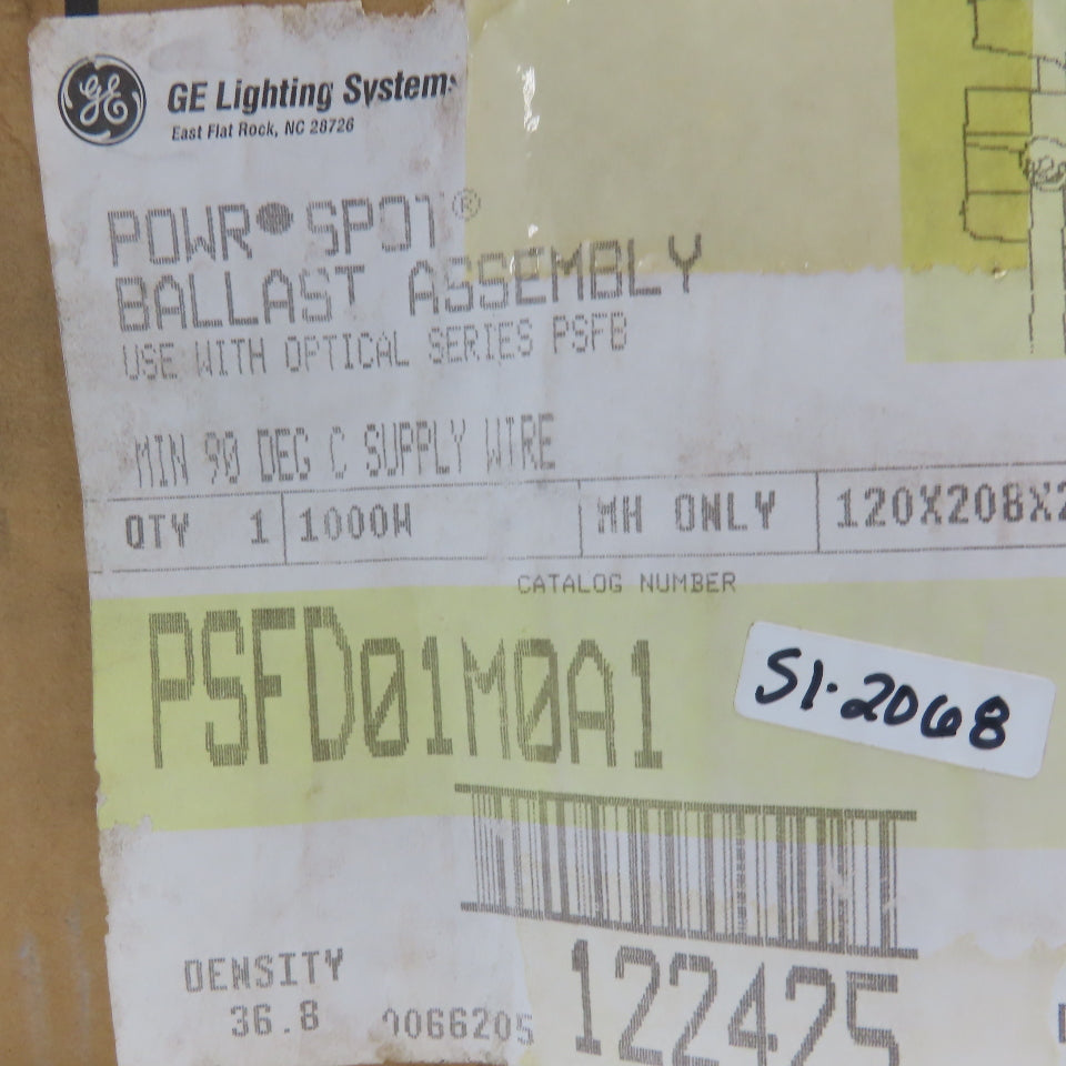 General Electric PSFD01M0A1 1000W Ballast Assembly 120-277V Optical PSFB