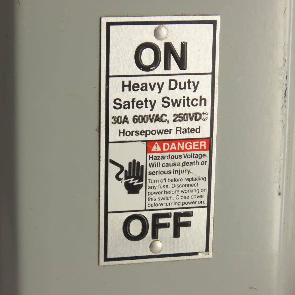 Siemens HF361 30A 3-Pole Heavy Duty Fusible Safety Disconnect Switch 600V
