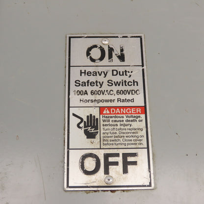 Siemens HF363 100A 3-Pole Heavy Duty Fusible Safety Disconnect Switch 600V
