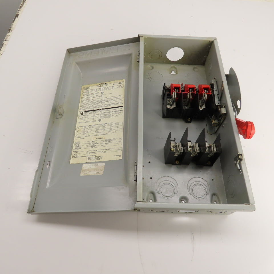 Siemens HF363 100A 3-Pole Heavy Duty Fusible Safety Disconnect Switch 600V