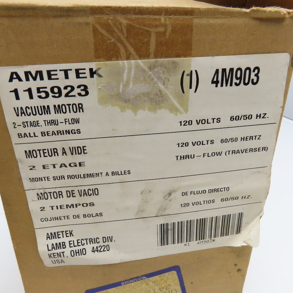 Ametek 4M903 2 Stage Thru Flow Vacuum Motor 120V 50/60Hz