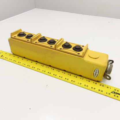 Hubbell Type PBS6 6 Station Push Button Crane Pendant 120/240VAC 125/250V DC