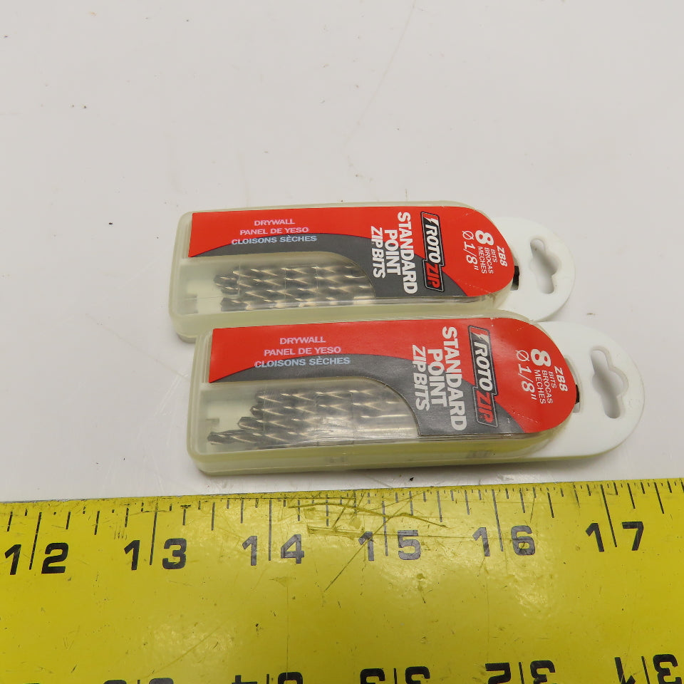 RotoZip ZB8 1/8" Jobber Standard Point Drywall Zip Bit Lot Of 16
