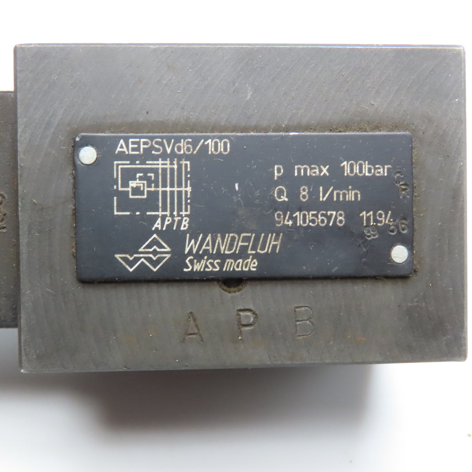 Wandfluh AEPSVd6/100 Hydraulic Solenoid Valve 100Bar 24VDC Coil