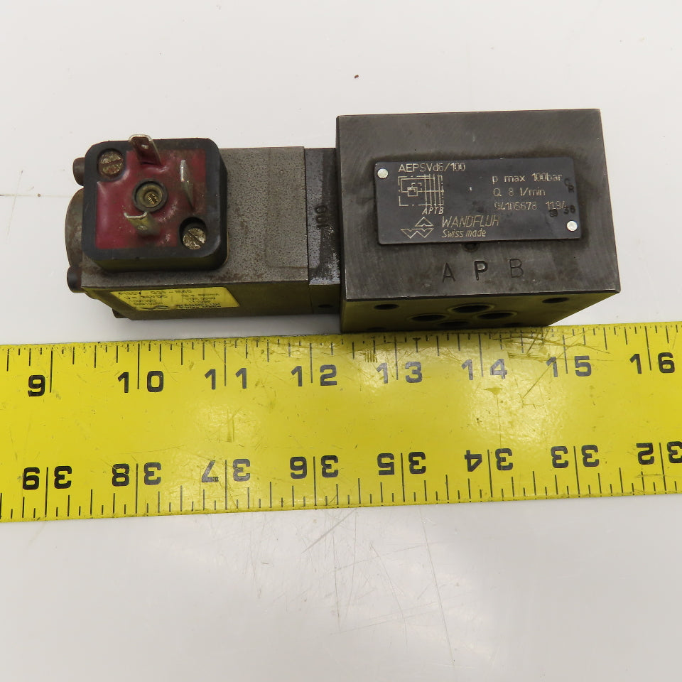 Wandfluh AEPSVd6/100 Hydraulic Solenoid Valve 100Bar 24VDC Coil