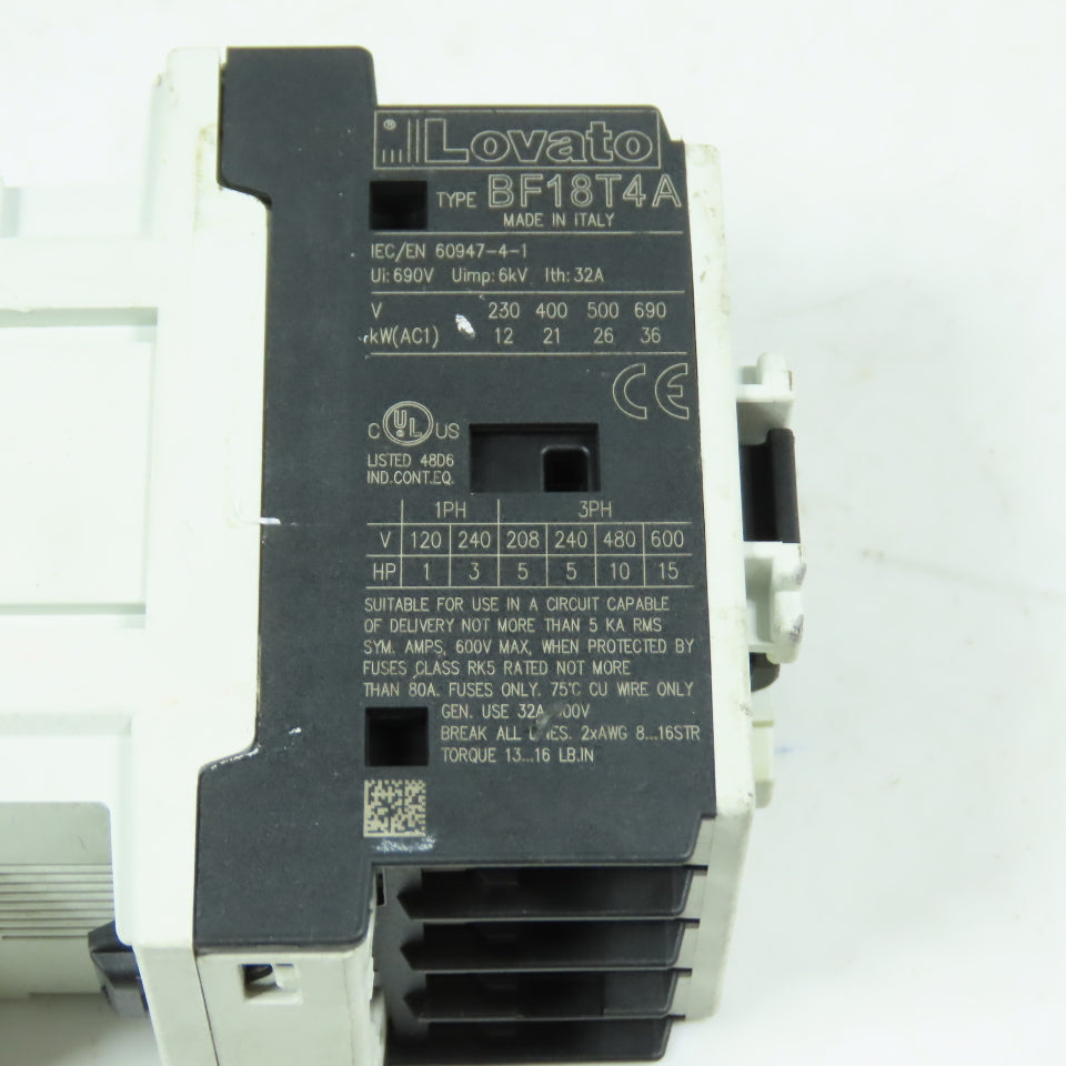 Lovato BF18T4A 4-Pole Contactor 32A 600V Coil 120VAC