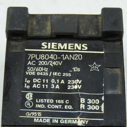 Siemens 7PU8040-2AJ20 On-Delay Electronic Timing Relay 100/127VAC 1.5-30s