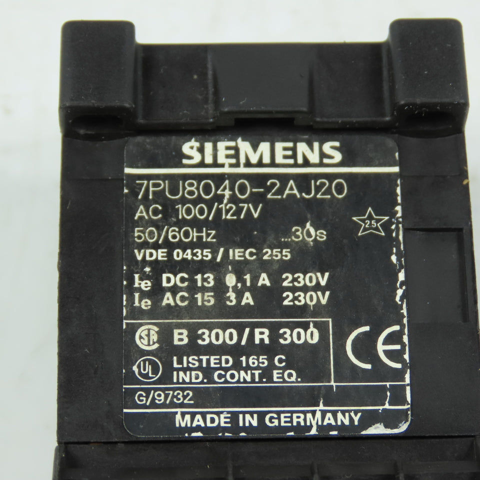 Siemens 7PU8040-2AJ20 On-Delay Electronic Timing Relay 100/127VAC 1.5-30s