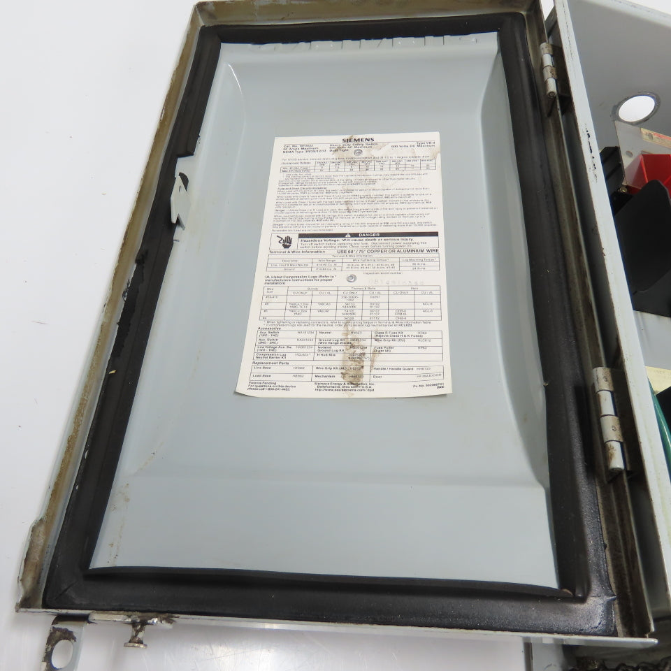 Siemens HF362J 60A 3-Pole Fusible Heavy Duty Safety Disconnect Switch 600VAC