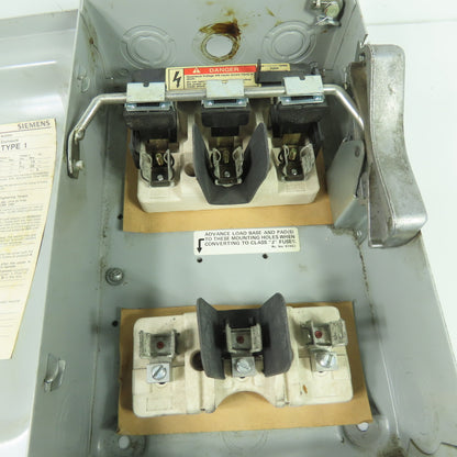 Siemens F351 30A 3-Pole 3Ph Fusible Safety Disconnect Switch 600VAC