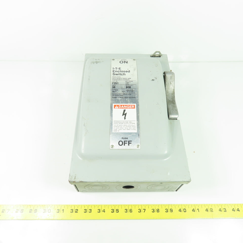 Siemens F351 30A 3-Pole 3Ph Fusible Safety Disconnect Switch 600VAC