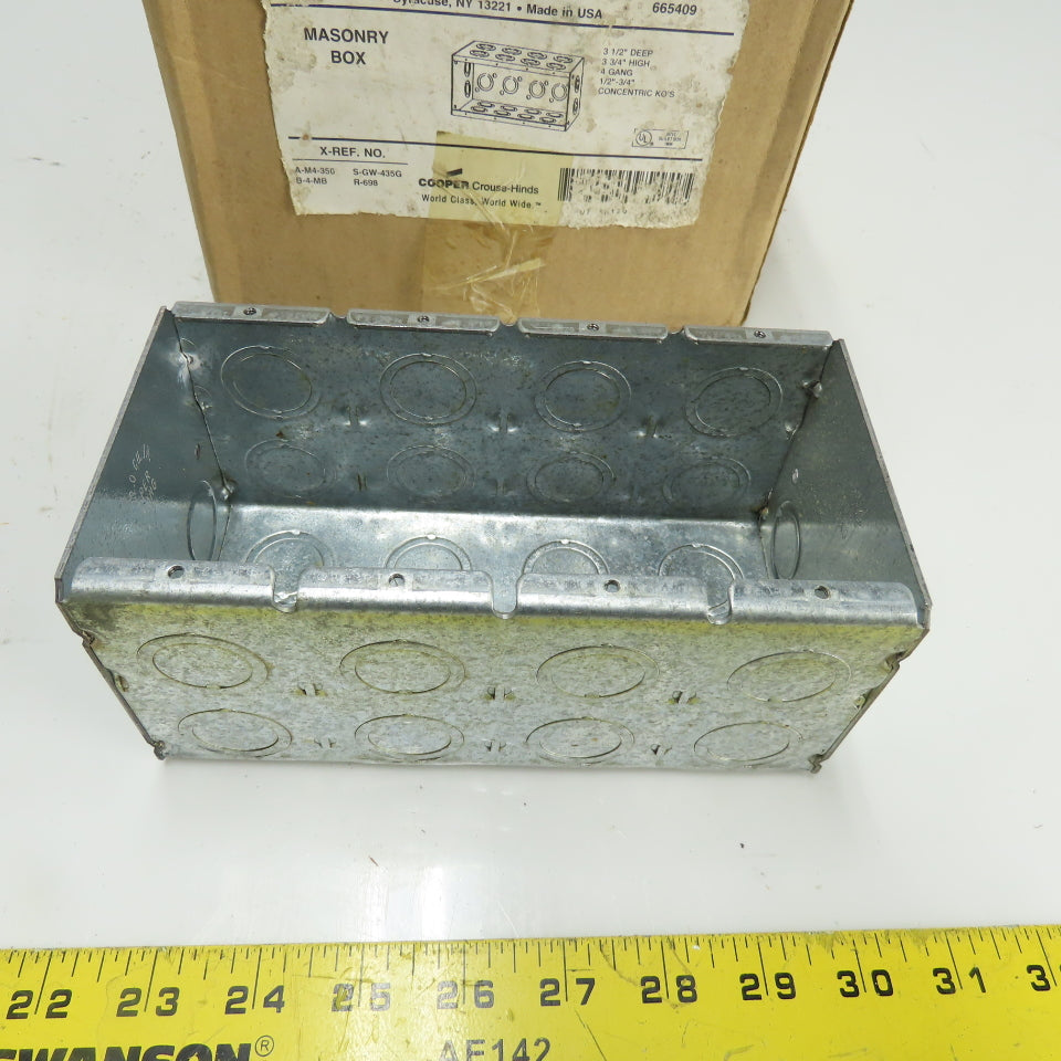 Crouse-Hinds TP693 4-Gang Masonry Box 3-1/2" Deep 1/2"-3/4" Concentric KOs Lot/5