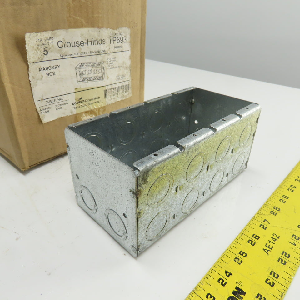 Crouse-Hinds TP693 4-Gang Masonry Box 3-1/2" Deep 1/2"-3/4" Concentric KOs Lot/5