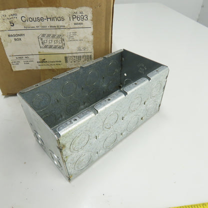 Crouse-Hinds TP693 4-Gang Masonry Box 3-1/2" Deep 1/2"-3/4" Concentric KOs Lot/5
