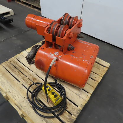 CM V2 3 Ton 2 Speed Electric Chain Hoist 3/24FPM 460V 20' Lift W/ Power Trolley