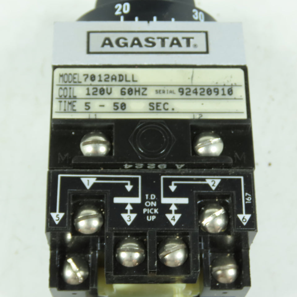 Agastat 7012ADLL Timing Relay 120V Coil 5-50s On-Delay