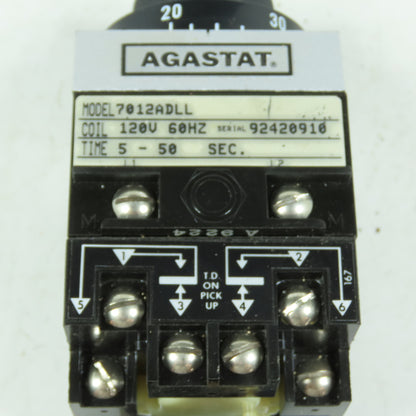 Agastat 7012ADLL Timing Relay 120V Coil 5-50s On-Delay