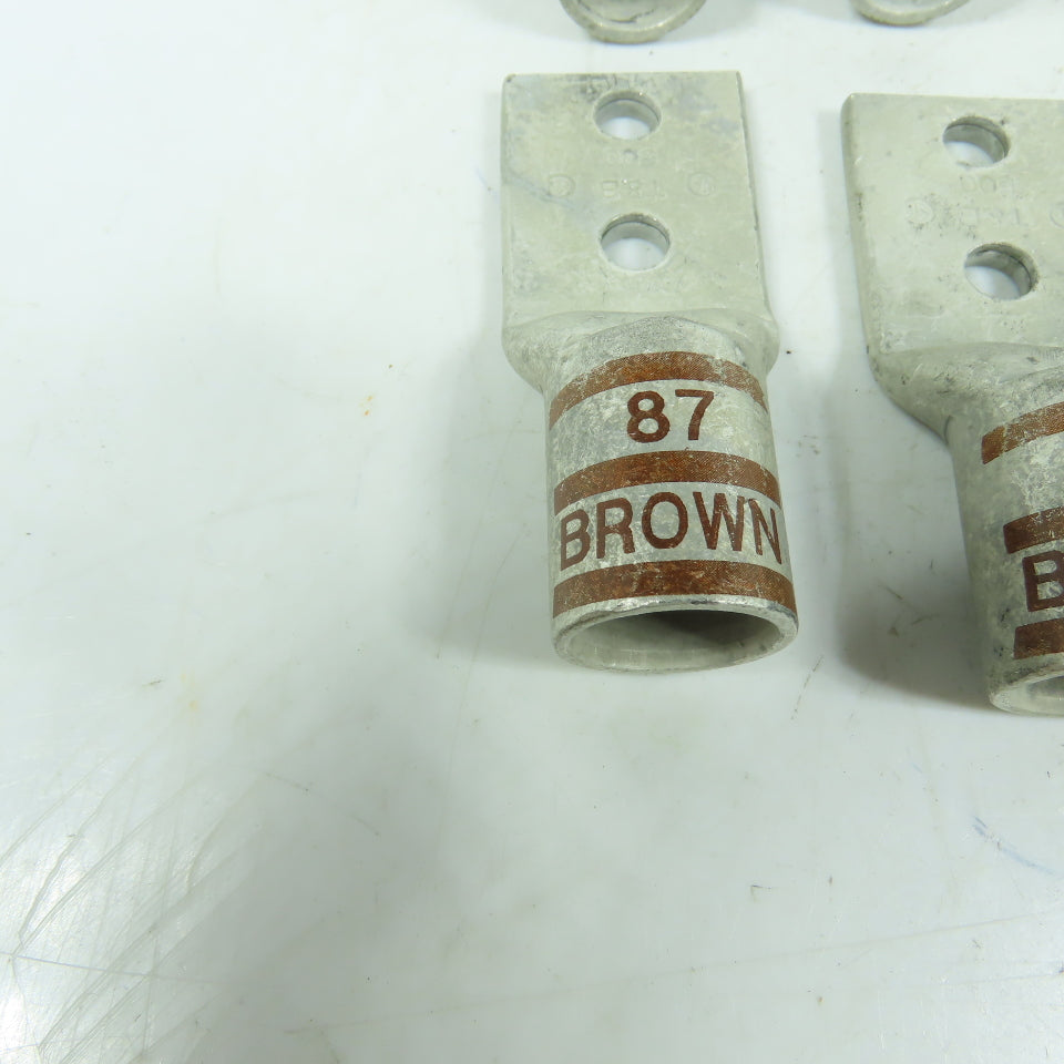 Thomas & Betts 500 MCM Copper Compression Lugs 2-Hole Brown 87 Lot Of 6