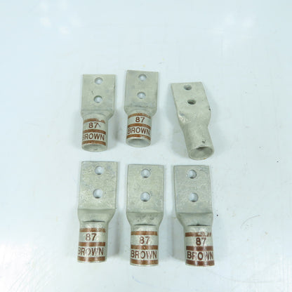 Thomas & Betts 500 MCM Copper Compression Lugs 2-Hole Brown 87 Lot Of 6