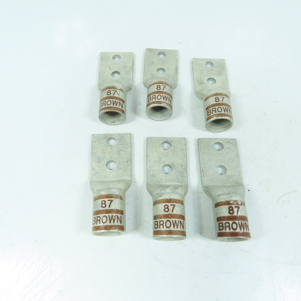 Thomas & Betts 500 MCM Copper Compression Lugs 2-Hole Brown 87 Lot Of 6