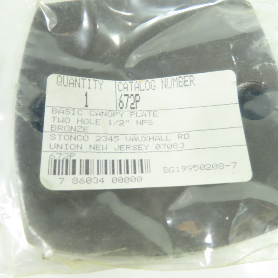 Stonco 672P Basic Canopy Plate 2-Hole 1/2" NPS Bronze