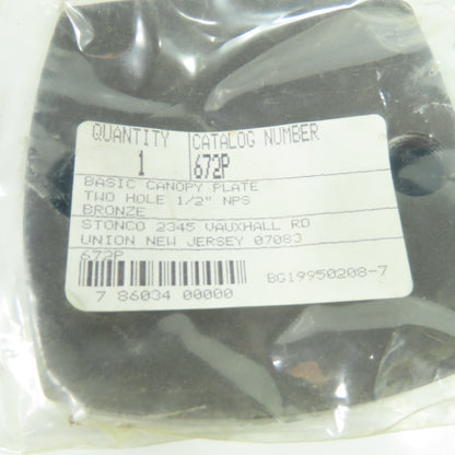 Stonco 672P Basic Canopy Plate 2-Hole 1/2" NPS Bronze