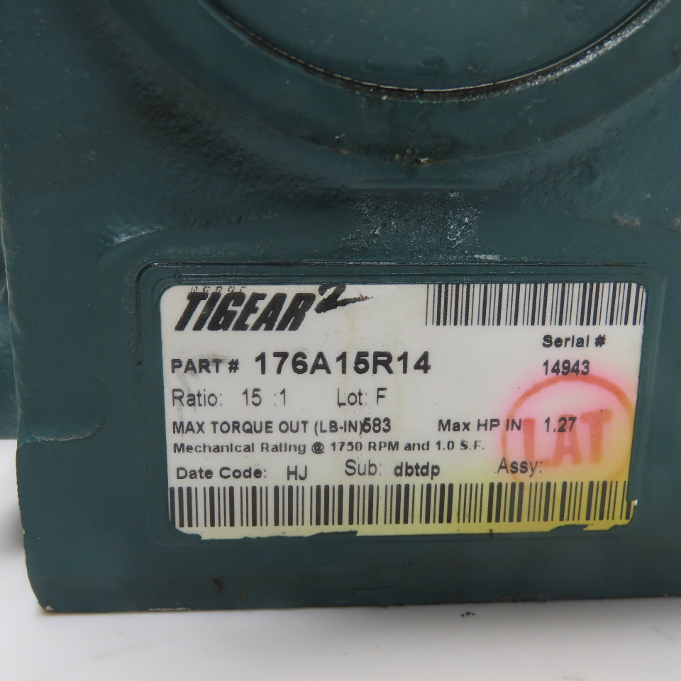 Dodge 176A15R14 15:1 Ratio Tigear Gear Box Speed Reducer 1.27 Max HP Input