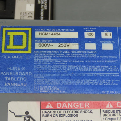 Square D HCM14484 Series E1 HCM 400A I-Line Panel Board 600VAC 3PH 3-Breakers