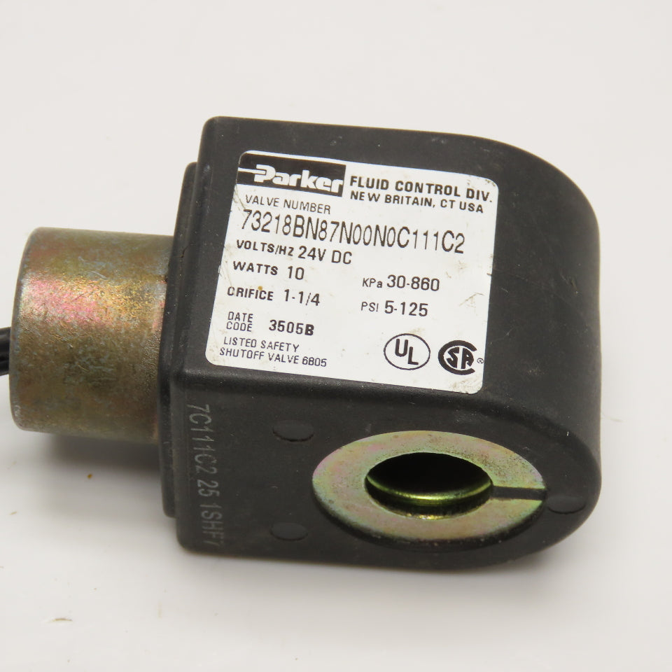 Parker 73218BN87N00N0C111C2 Coil Only 24VDC 5-125PSI Solenoid Valve