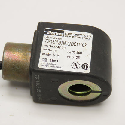 Parker 73218BN87N00N0C111C2 Coil Only 24VDC 5-125PSI Solenoid Valve