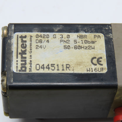 Burkert 044511R 4/2 Way Pneumatic Valve Body 24V