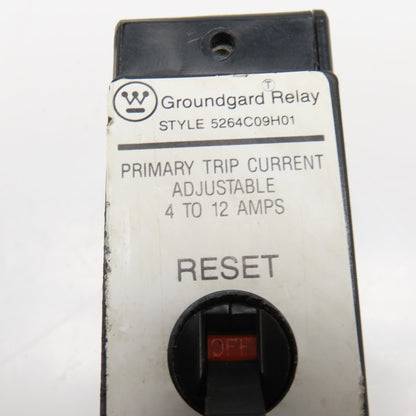Westinghouse 5264C09H01 4-12A Adjustable Trip Groundgard Relay 250VAC Max