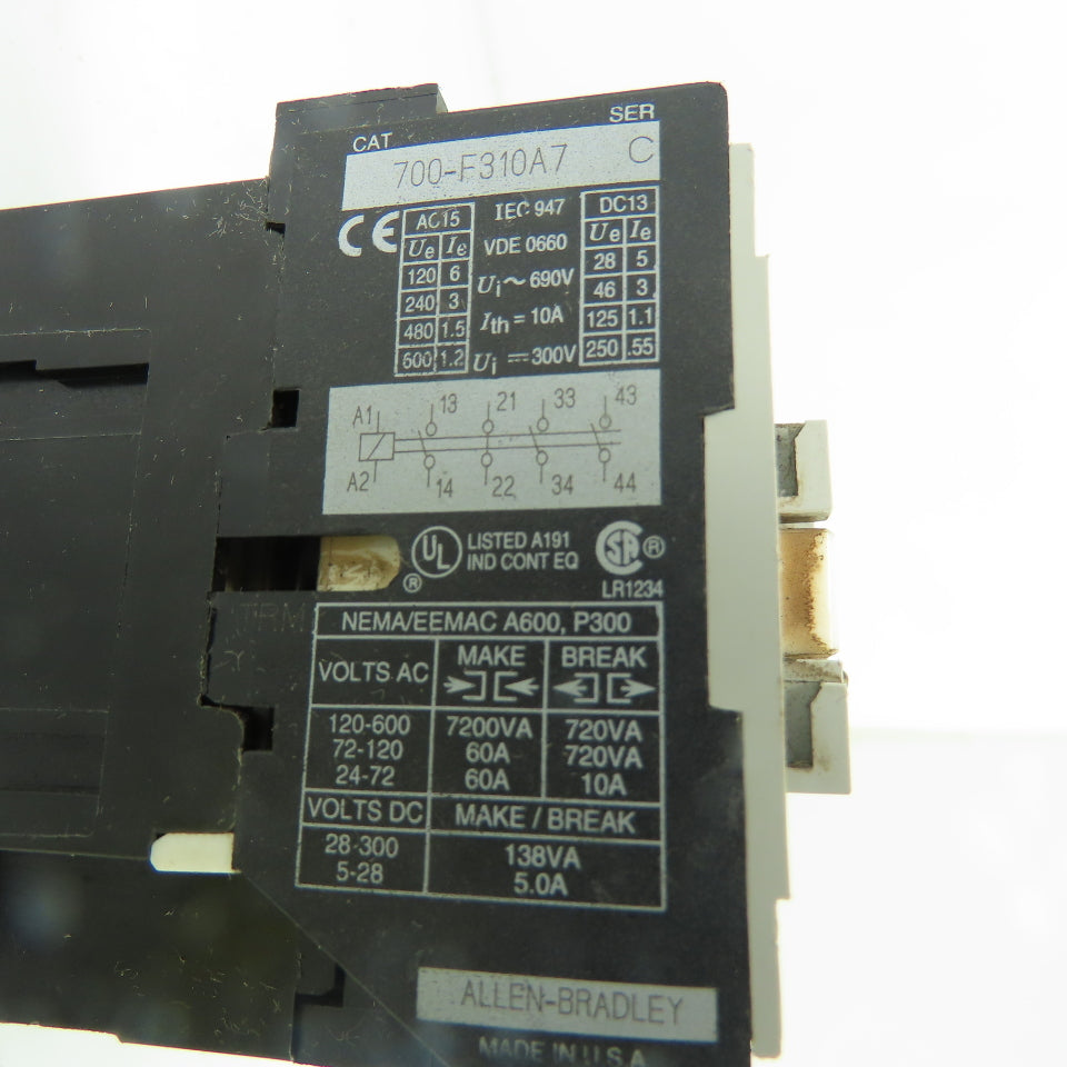 Allen-Bradley 700-F310A7 700F Industrial Control Relay 24V Coil 50/60Hz