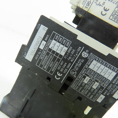 Allen-Bradley 100-A09NKD3 IEC Contactor 24VDC Coil 9A 3-Pole W/ 195-FA11