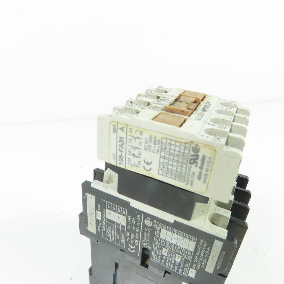 Allen-Bradley 100-A09NKD3 9A 3-Pole Non-Reversing Contactor 24V Coil W/ 195-FA31