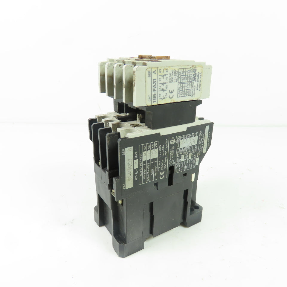 Allen-Bradley 100-A09NKD3 9A 3-Pole Non-Reversing Contactor 24V Coil W/ 195-FA31