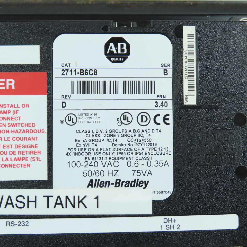 Allen-Bradley 2711-B6C8 Ser B PanelView 600 HMI Terminal Interface