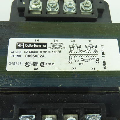 Cutler-Hammer C0250E2A 250VA Industrial Control Transformer 240/480V Pri 120VSec