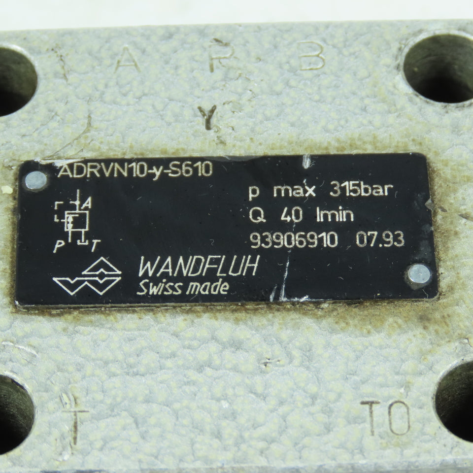 Wandfluh ADRVN10-y-S610 Hydraulic Pressure Valve 315 bar 40 l/min