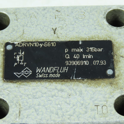 Wandfluh ADRVN10-y-S610 Hydraulic Pressure Valve 315 bar 40 l/min