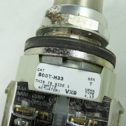 Allen-Bradley 800T-H33 Ser T Key Operated Selector Switch NEMA 4 13 W/ Key