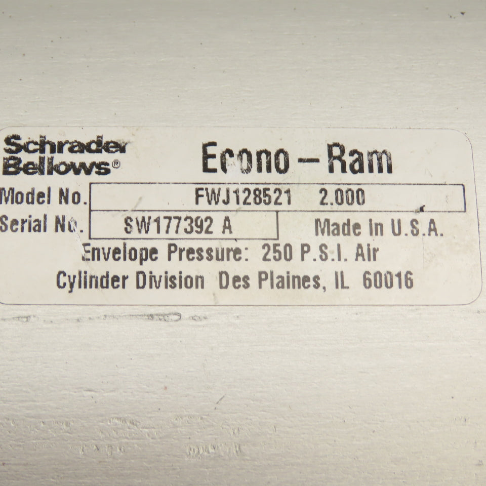 Schrader FWJ128521 2.000 Econo-Ram Pneumatic Cylinder 250 PSI 2" Stroke