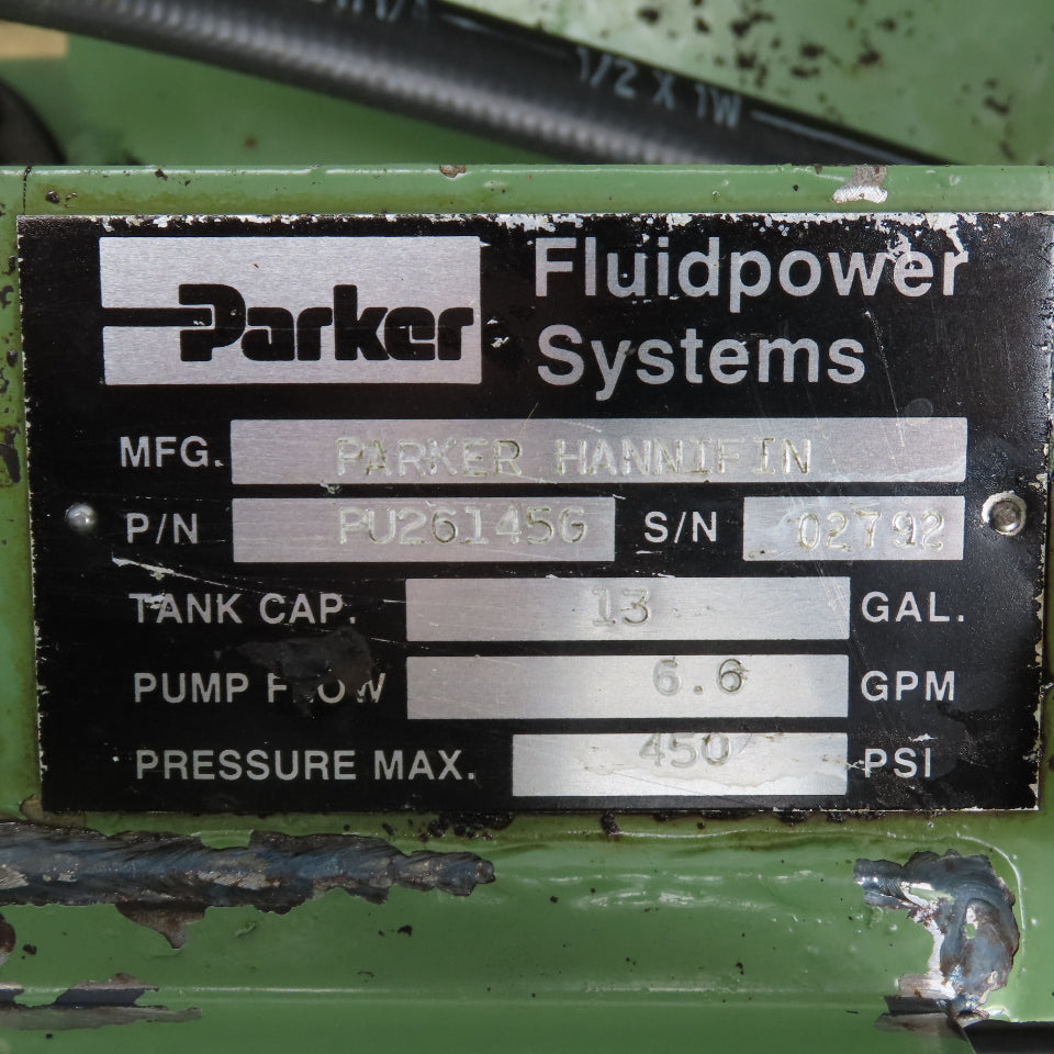 Parker PU26145G 13 Gal 1.5HP Hydraulic Power Unit 6.6 GPM 208-230/460V Tested
