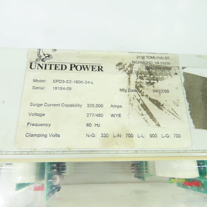 United Power SPD3-S2-160K-34-L Transient Voltage Surge Suppressor 277/480V 320kA