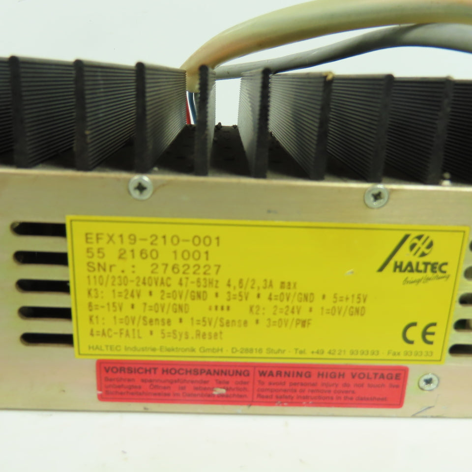 Haltec EFX19-210-001 Industrial Power Supply 110/230VAC Input 24V/5V/15V DC Out
