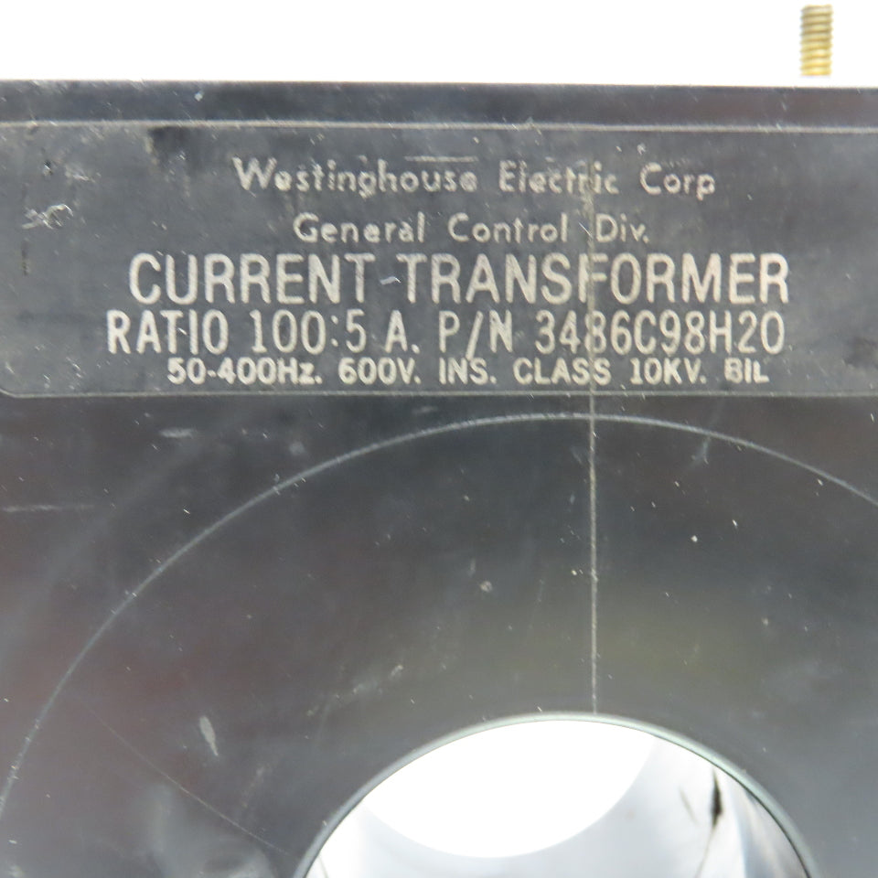 Westinghouse 3486C98H20 100:5A Current Transformer 50-400Hz 600V